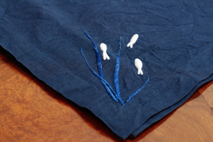 Napkin - Blue and white embroidery Napkin - Blue and white embroidery